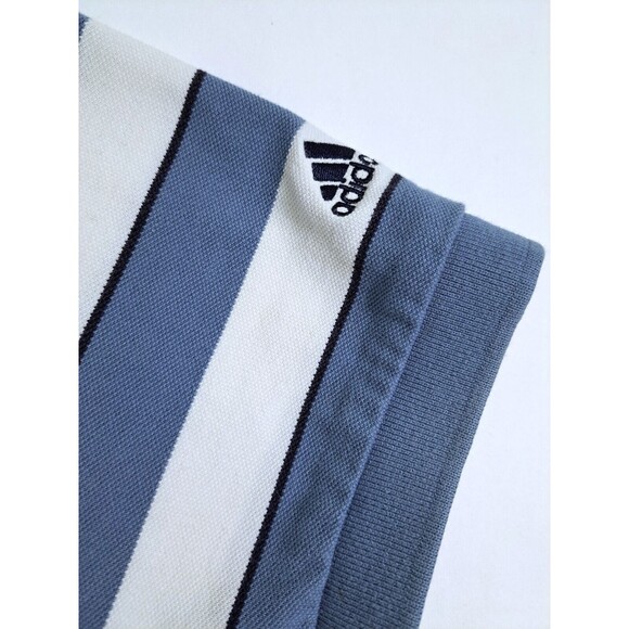 Adidas Striped Polo Shirt Golf Golf Climalite Men's Medium Logo Blue White - Picture 4 of 9